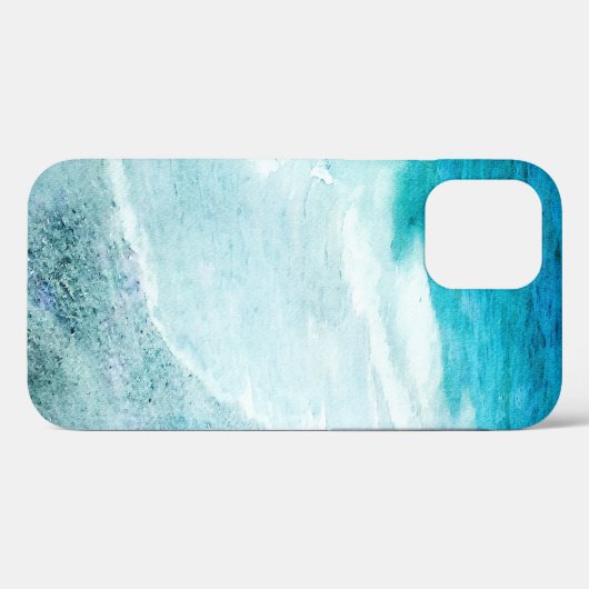 Coques Case-Mate iPhone Plage Retro - Océan bleu Turquoise côtier Aquarell (Verso (horizontal))