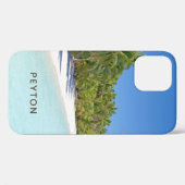 Coques Case-Mate iPhone Plage Tropicale avec Palmiers Monogrammés (Verso (horizontal))