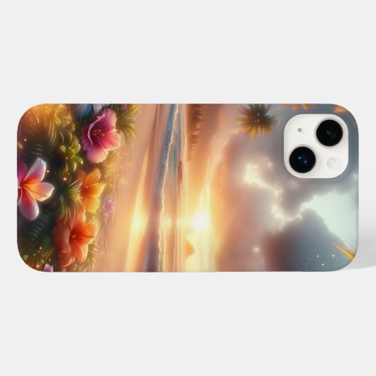 Coques Case-Mate iPhone Plage tropicale enchantée avec Hibiscus magique (Verso (horizontal))