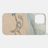 Coques Case-Mate iPhone Plage tropicale, monogramme de coeurs de sable (Verso (horizontal))