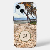 Coques Case-Mate iPhone Plage tropicale Palmiers Océan Monogramme (Verso)