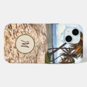 Coques Case-Mate iPhone Plage tropicale Palmiers Océan Monogramme (Verso (horizontal))