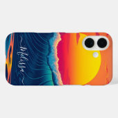 Coques Case-Mate iPhone Plage-Vague-Coucher-Coucher Personnalisée- (Verso (horizontal))