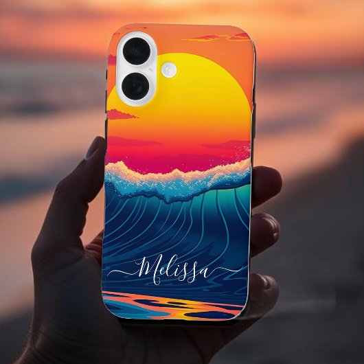 Coques Case-Mate iPhone Plage-Vague-Coucher-Coucher Personnalisée-