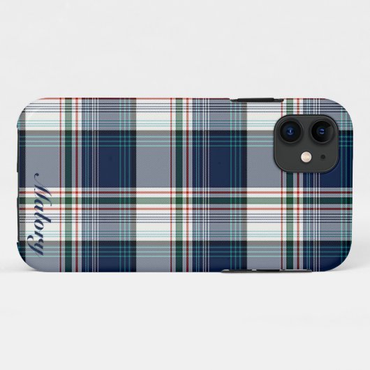Coques Case-Mate iPhone Plaid à plusieurs fils bleu et blanc (Dos (Horizontal))