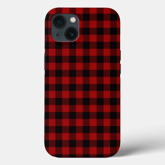 Coques Case-Mate iPhone Plaid de buffle rouge et noir (Verso)