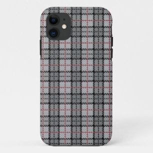 Etui iPhone Case-Mate Plaid de pixel dans le gris avec la rayure rouge