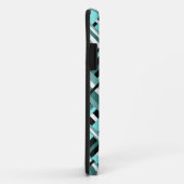 Coques Case-Mate iPhone Plaid en Aqua, Turquoise, noir et blanc (Dos/Droite)