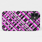 Coques Case-Mate iPhone Plaid en diagonale rose, noir et gris (Dos (Horizontal))