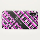 Coques Case-Mate iPhone Plaid en rose, noir et gris Personnaliser le nom (Dos (Horizontal))
