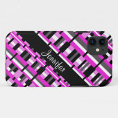 Coques Case-Mate iPhone Plaid en rose, noir et gris Personnaliser le nom (Dos (Horizontal))