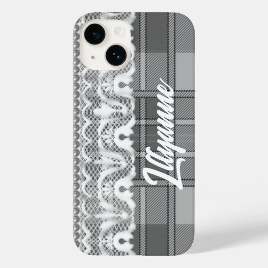 Coques Case-Mate iPhone Plaid et dentelle noir et blanc mignon (Verso)