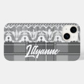 Coques Case-Mate iPhone Plaid et dentelle noir et blanc mignon (Verso (horizontal))
