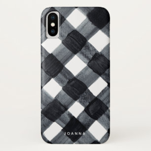 Case-Mate iPhone Case Plaid et nom du buffle noir et blanc peint