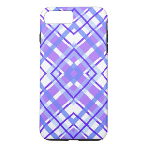 Coques Pour iPhone Plaid Géométrique Violet, Bleu et Blanc