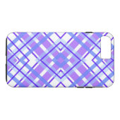 Coques Case-Mate iPhone Plaid Géométrique Violet, Bleu et Blanc (Dos (Horizontal))