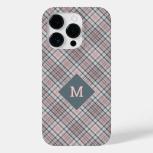 Coque Pour iPhone 14 Pro Plaid Monogramme personnalisé / Motif Tartan