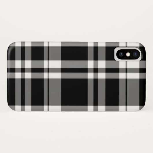 Coques Case-Mate iPhone plaid noir blanc tartan classique (Dos (Horizontal))