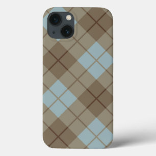 iPhone 13 Coque Plaid polarisé dans le bleu et le brun