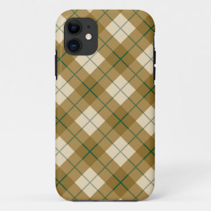 Coques Pour iPhone Plaid polarisé en or avec la rayure verte