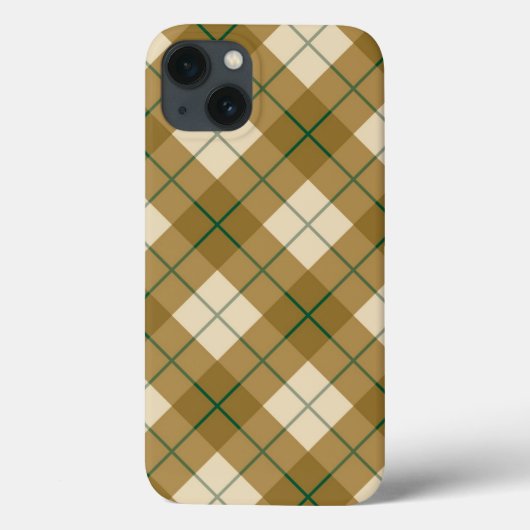 Coques Case-Mate iPhone Plaid polarisé en or avec la rayure verte (Verso)