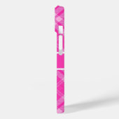Coques Case-Mate iPhone Plaid rose doux sur un monogramme cardiaque (Verso / Gauche)