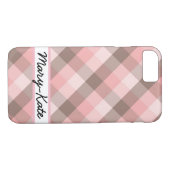 Coques Case-Mate iPhone Plaid rose et Brown (Dos (Horizontal))