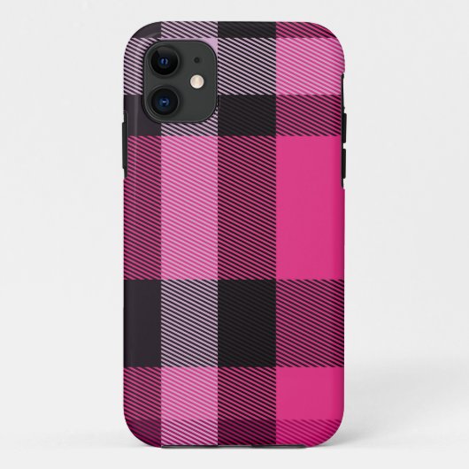 Coques Case-Mate iPhone Plaid rose et noir (Dos)
