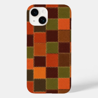 Coque Pour iPhone 14 Plaid-style faux patchwork