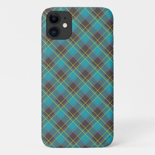Coques Case-Mate iPhone Plaid Tartan Bleu Jaune gris tendance (Dos)