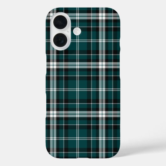 Coques Case-Mate iPhone Plaid turquoise noir et blanc (Verso)