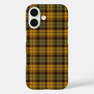Coques iPhone 16 Plaid vert, or et Brown rustique