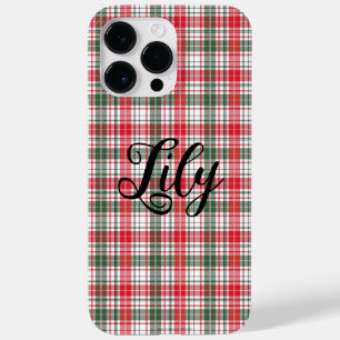 Coque Pour Pour iPhone 14 Pro Max Plaid Winter Holiday Nom de Noël personnalisé