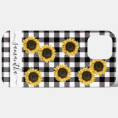 Coques Case-Mate iPhone Plaide de Buffalo Tournesol Noir Blanc Monogramme (Verso (horizontal))