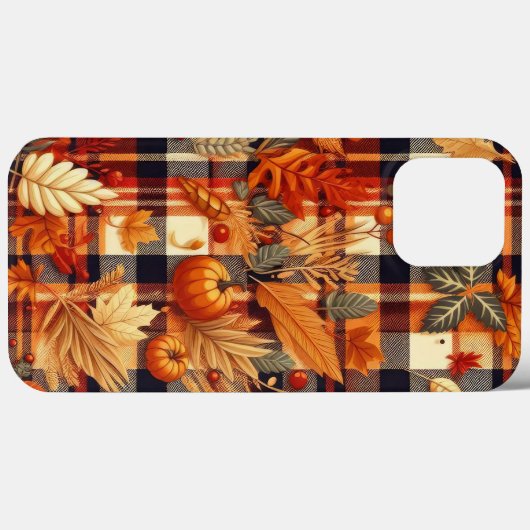 Coques Case-Mate iPhone Plaids d'automne citrouille Maple Feuille (Verso (horizontal))