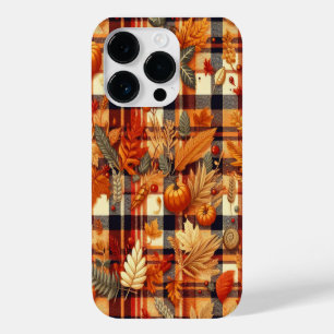 Coque Pour iPhone 14 Pro Plaids d'automne citrouille Maple Feuille