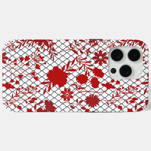Coques Case-Mate iPhone Plan des fleurs rouges sur le Net (Verso (horizontal))