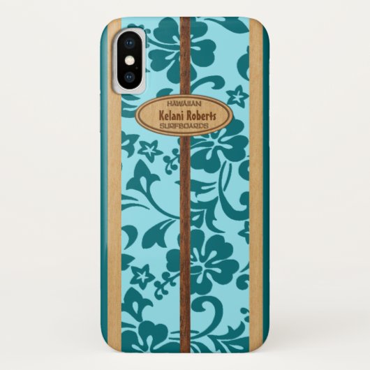 Coques Case-Mate iPhone Planche de surf en bois de monogramme de Faux (Dos)