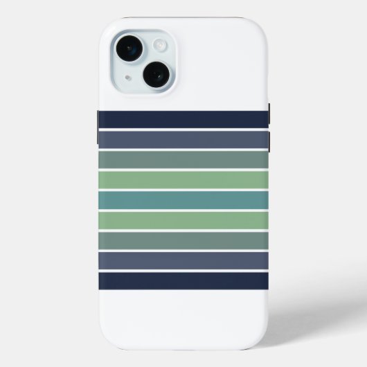 Coques Case-Mate iPhone Planche de surf rayée bleu et vert rétro (Verso)