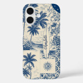 Coques Case-Mate iPhone Planche de surf tropicale bleue (Verso)