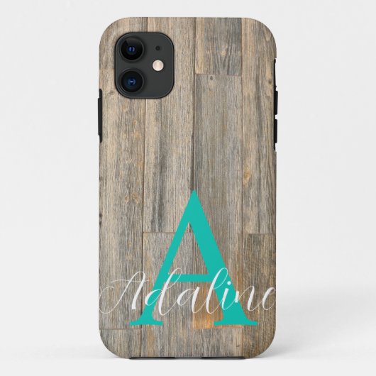 Coques Case-Mate iPhone Planches à grains de bois rustique en relief (Dos)