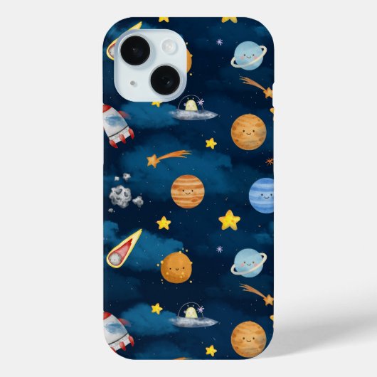 Coques Case-Mate iPhone Planètes de l'espace extra-atmosphérique bleu moti (Verso)