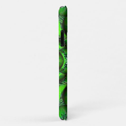 Coques Case-Mate iPhone Planètes vertes au néon - motif en optique 3D (Dos/Droite)