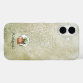 Coques Case-Mate iPhone Plante Aquarelle & Arrière - plan Grunge Avec Nom (Verso (horizontal))
