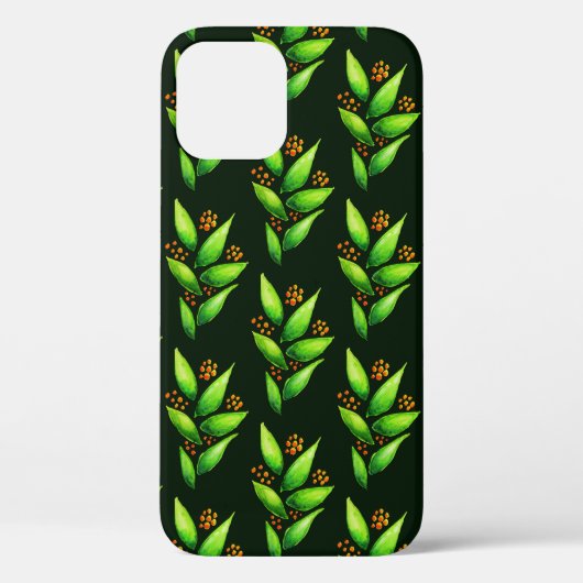 Coques Case-Mate iPhone Plante vert avec Motif d'aquarelle Berries (Verso)