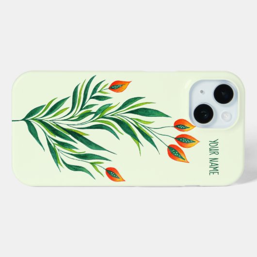Coques Case-Mate iPhone Plante vert Orange Buds Nom botanique Abstrait (Verso (horizontal))