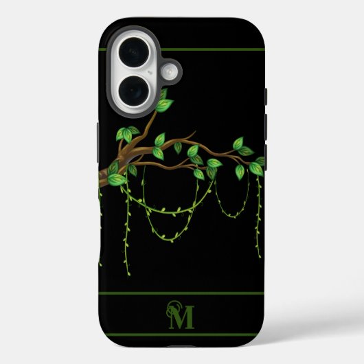 Coques Case-Mate iPhone Plante vert simple, Monogramme initial (Verso)