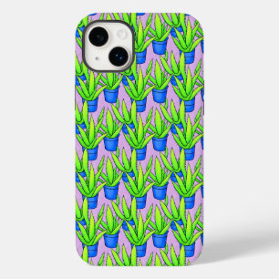 Coque Pour iPhone 14 Plus Plantes d'Aloe Vera Motif Textile