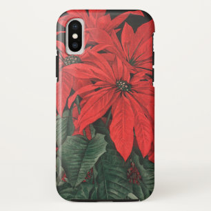Coque Case-Mate Pour iPhone Plantes de poinsettia rouges de Noël vintage Fleur