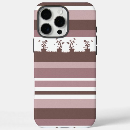 Coques Case-Mate iPhone Plantes en pot à motif de silhouette rayée (Verso)